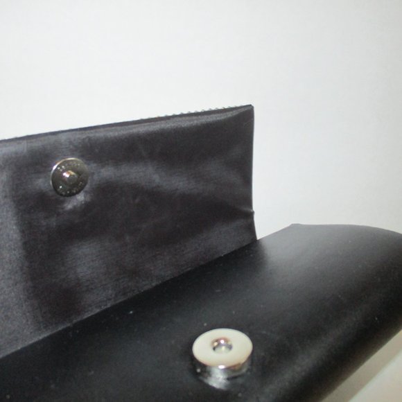 *Vintage Evening Clutch Black Satin with Rhinestone Covered Envelope - Picture 6 of 7